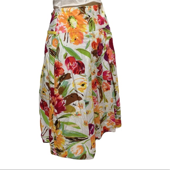 Lapis White Floral Aline Full skirt size medium - Picture 4 of 5